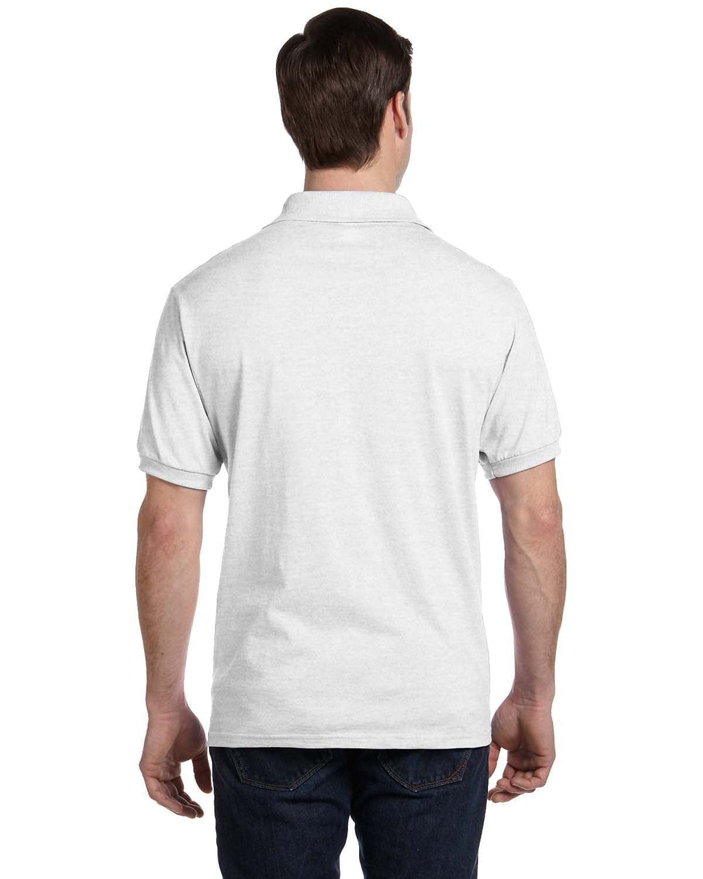 Hanes 50/50 Jersey Knit Pocket Polo Shirt 054P | White - Back