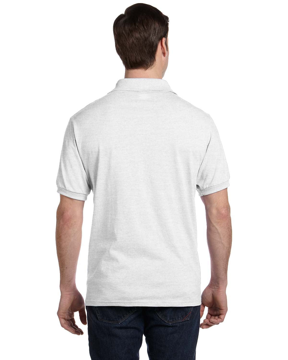 Hanes 50/50 Jersey Knit Pocket Polo Shirt 054P | White - Back