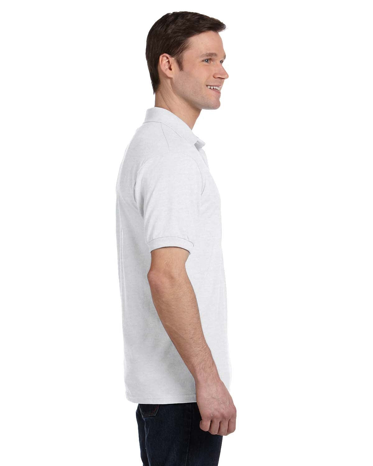 Hanes 50/50 Jersey Knit Pocket Polo Shirt 054P | White - Side