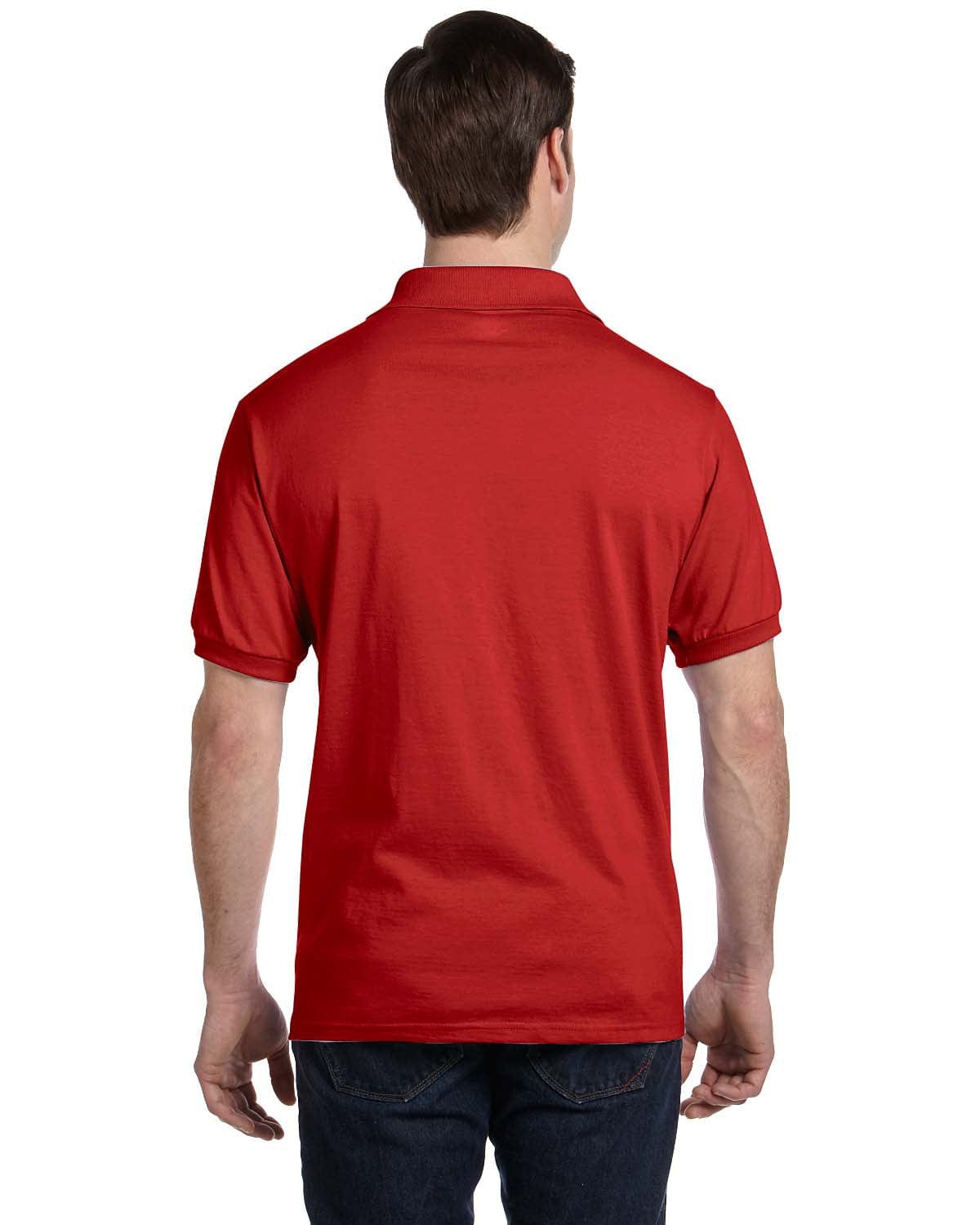 Hanes 50/50 Jersey Knit Pocket Polo Shirt 054P | Deep Red - Back