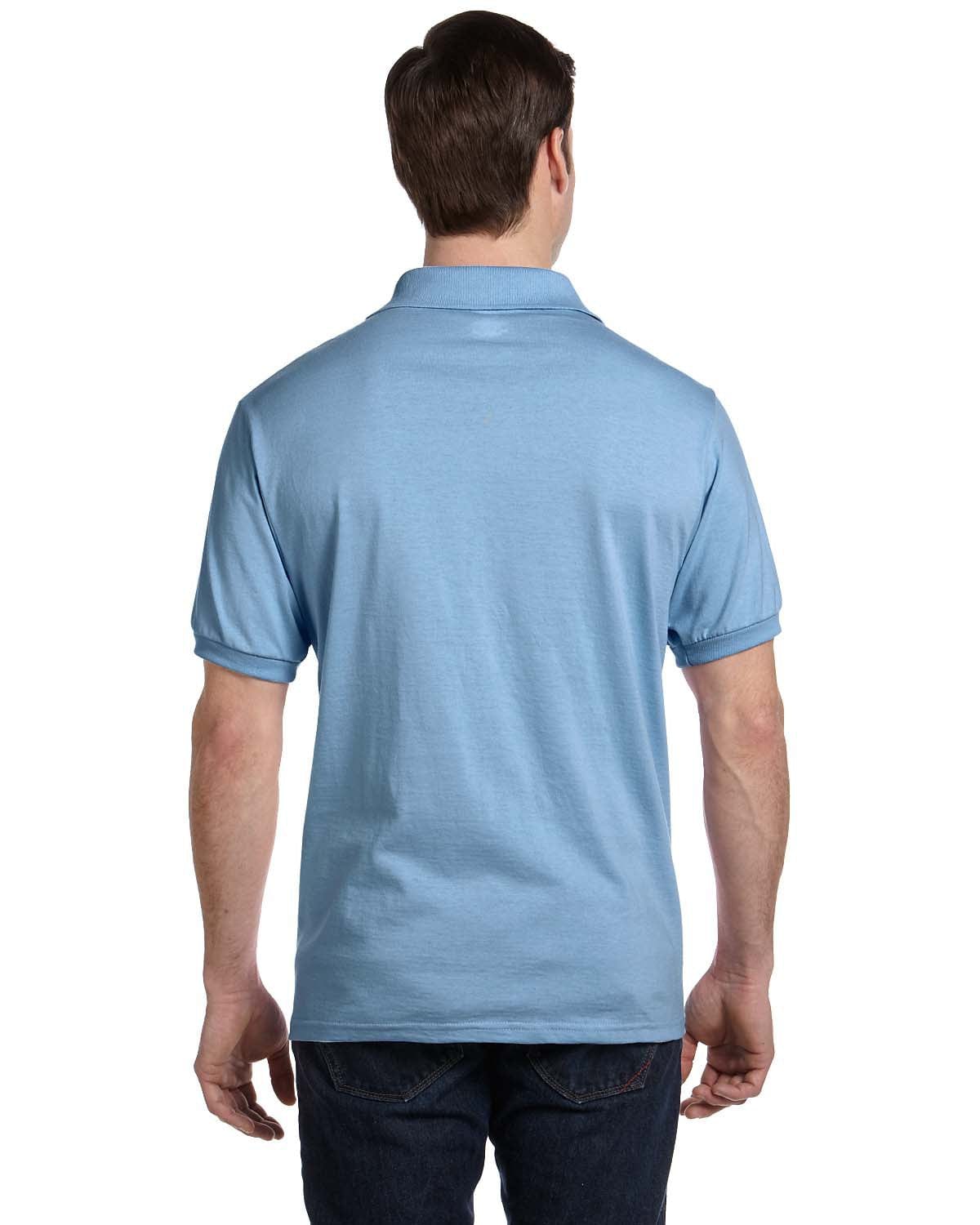 Hanes 50/50 Jersey Knit Pocket Polo Shirt 054P | Light Blue - Back