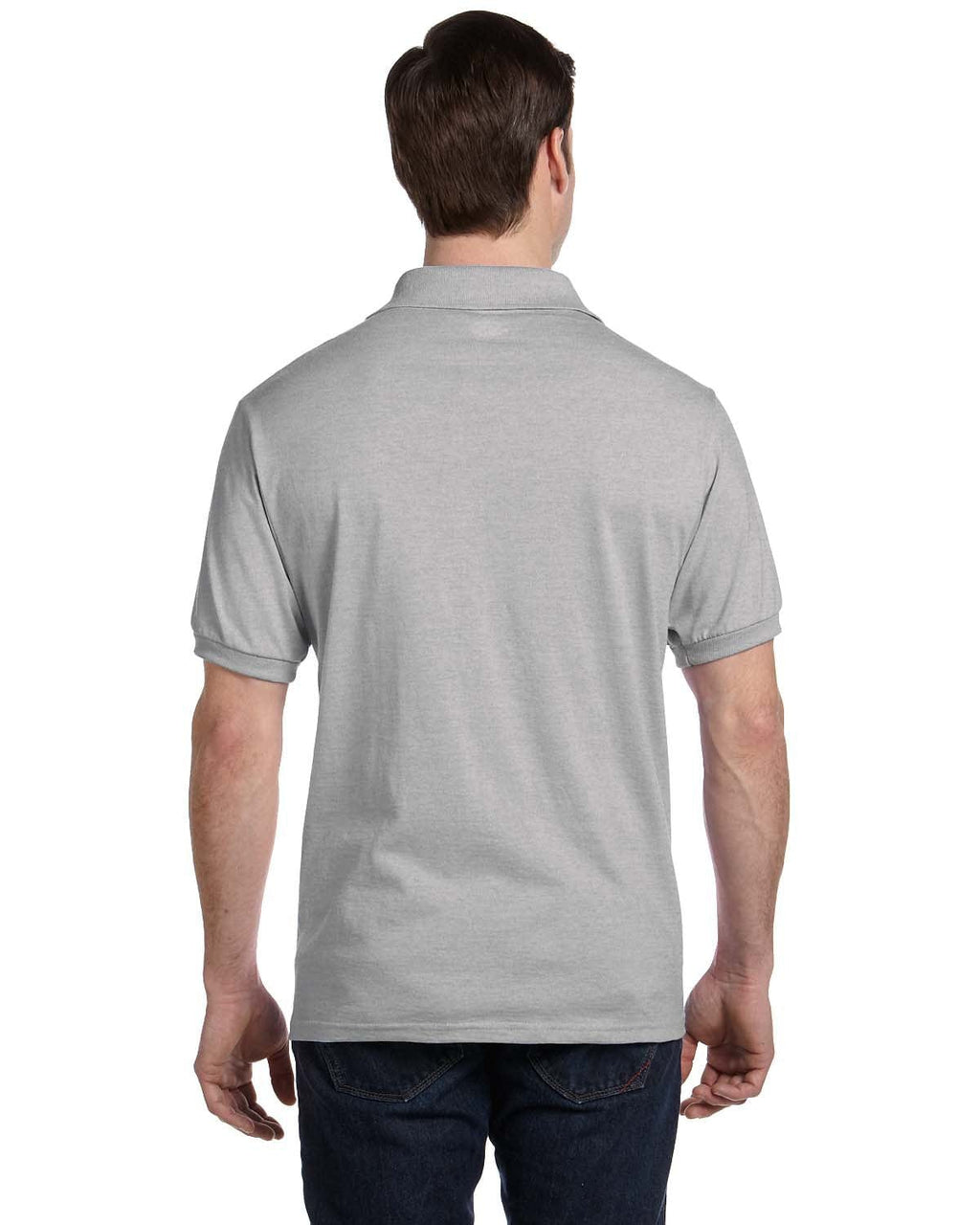Hanes 50/50 Jersey Knit Pocket Polo Shirt 054P | Light Steel - Back
