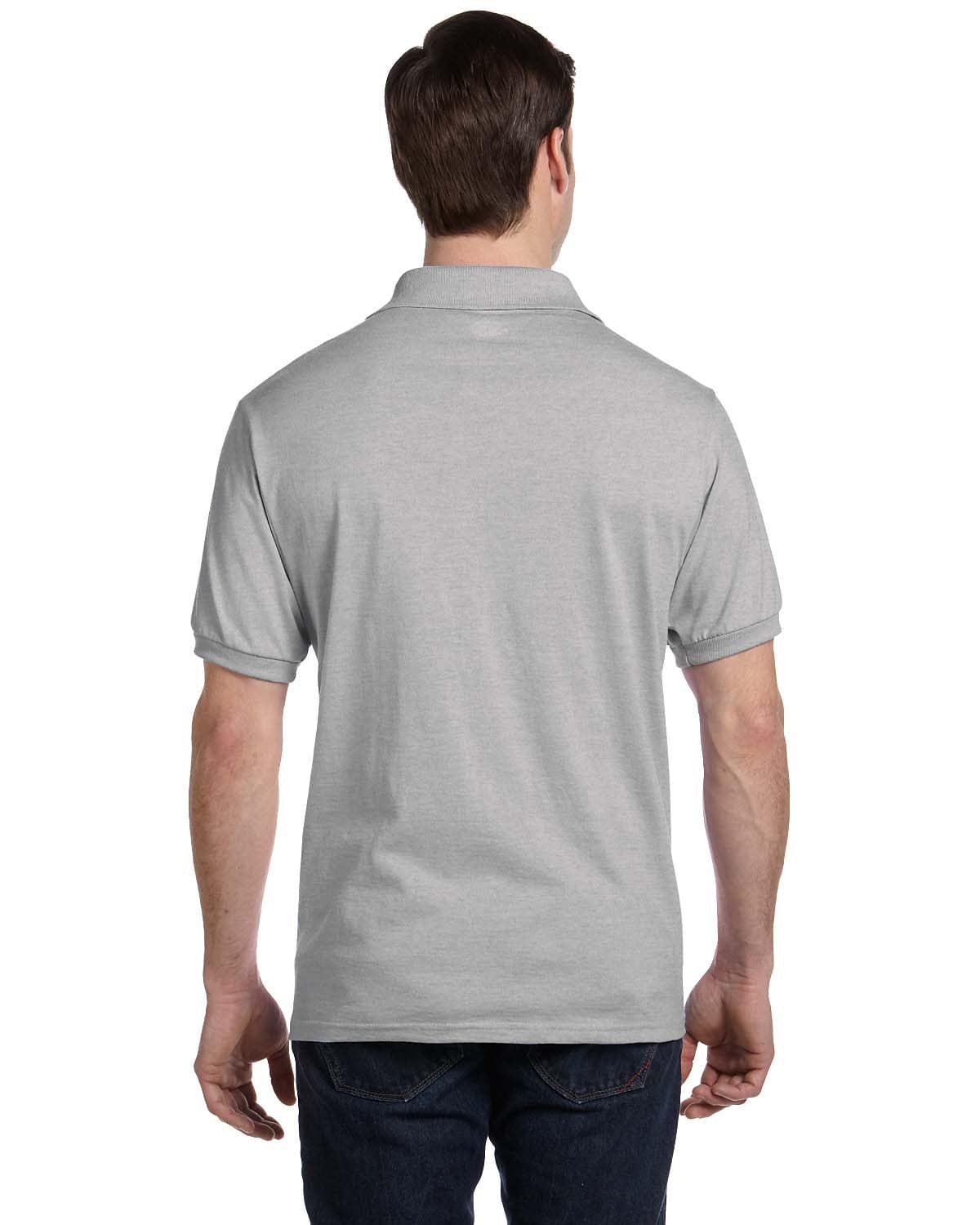 Hanes 50/50 Jersey Knit Pocket Polo Shirt 054P | Light Steel - Back