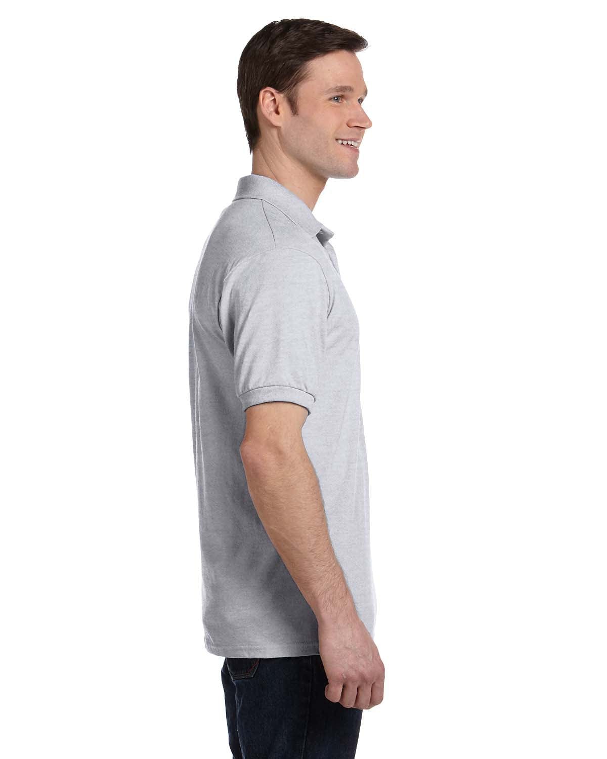 Hanes 50/50 Jersey Knit Pocket Polo Shirt 054P | Ash - Side