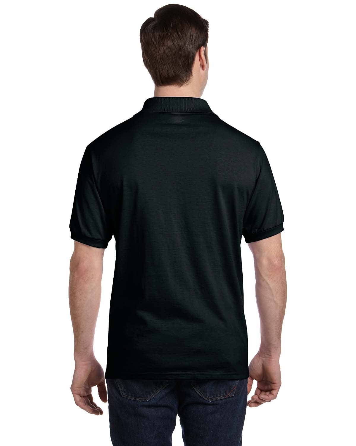 Hanes 50/50 Jersey Knit Pocket Polo Shirt 054P | Black - Back