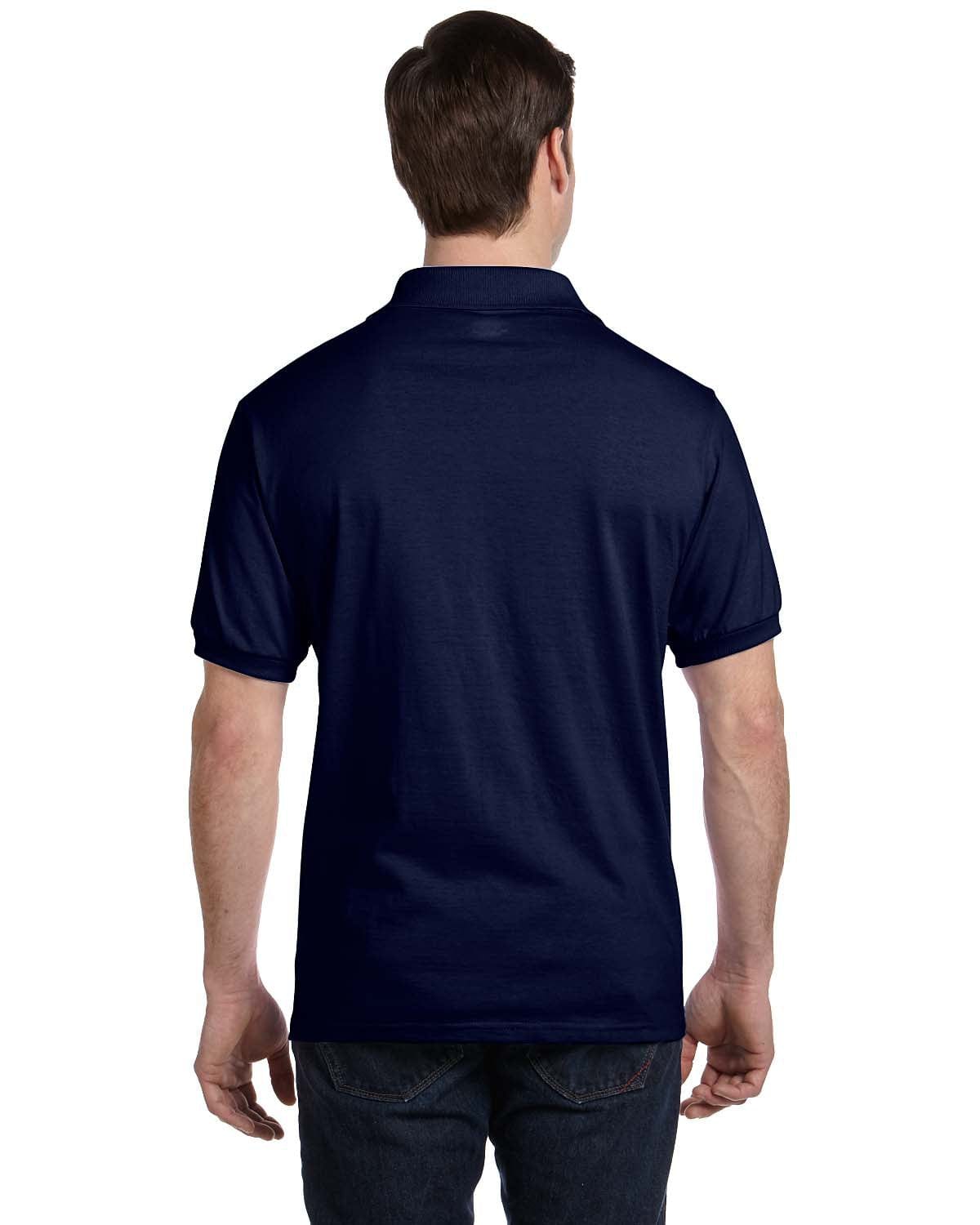 Hanes 50/50 Jersey Knit Pocket Polo Shirt 054P | Navy - Back