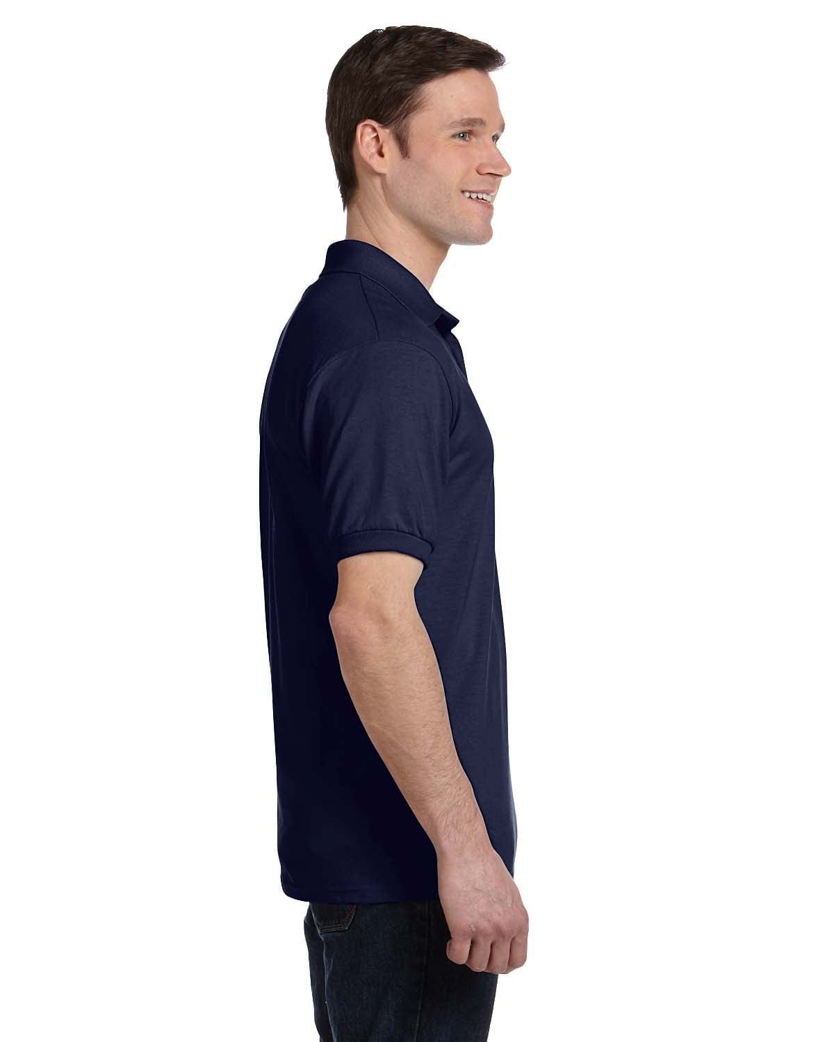 Hanes 50/50 Jersey Knit Pocket Polo Shirt 054P | Navy - Side