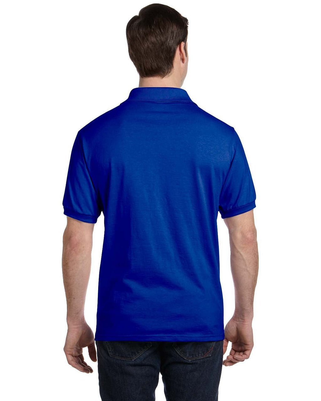 Hanes 50/50 Jersey Knit Pocket Polo Shirt 054P | Deep Royal - Back