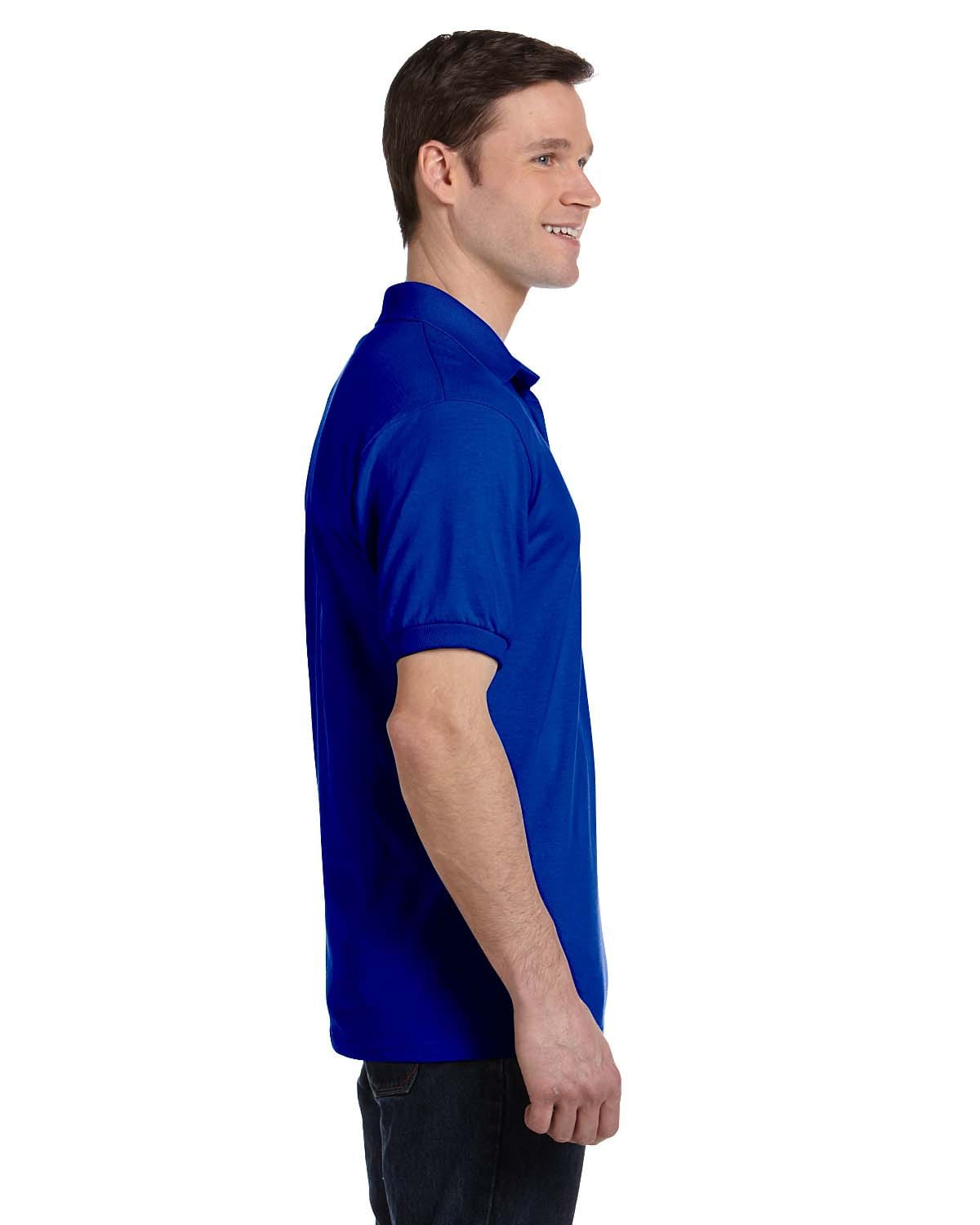 Hanes 50/50 Jersey Knit Pocket Polo Shirt 054P | Deep Royal - Side