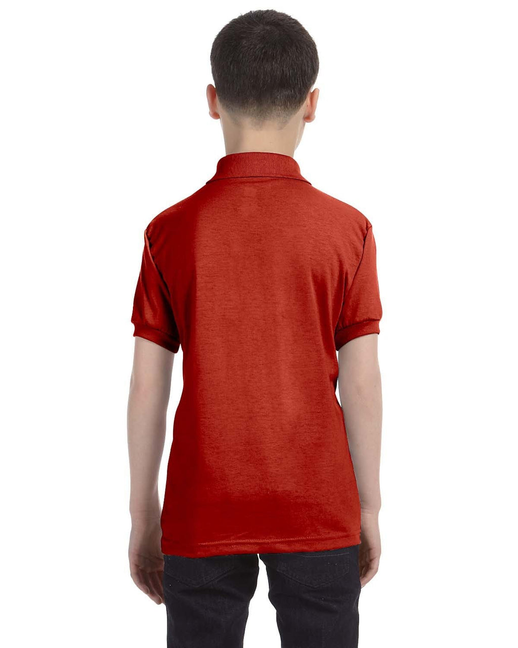 Hanes Youth Jersey Knit Polo Shirt 054Y | Deep Red - Back