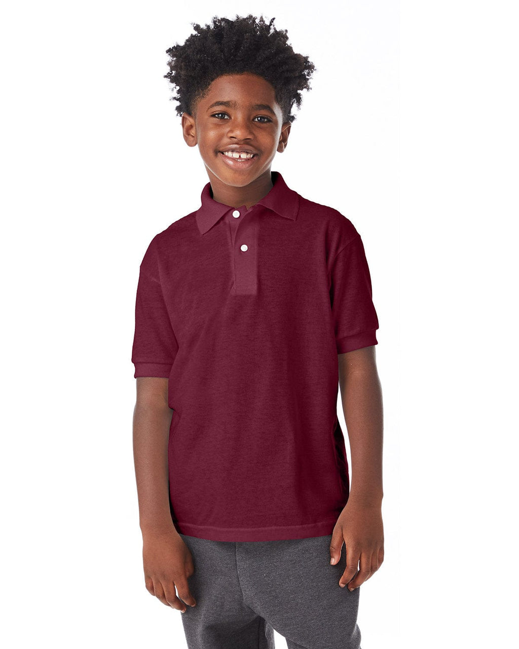 Hanes Youth Jersey Knit Polo Shirt 054Y | Deep Forest - Front