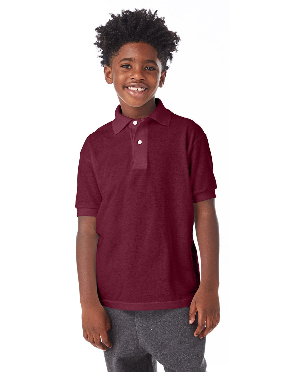 Hanes Youth Jersey Knit Polo Shirt 054Y | Deep Forest - Front