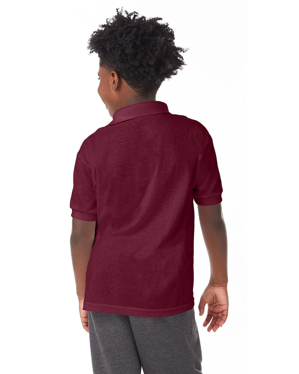 Hanes Youth Jersey Knit Polo Shirt 054Y | Deep Forest - Back
