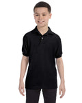 Hanes Youth Jersey Knit Polo Shirt 054Y | Black - Front