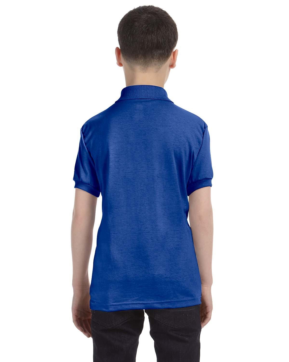 Hanes Youth Jersey Knit Polo Shirt 054Y | Deep Royal - Back