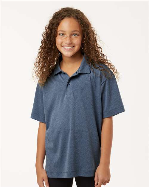 AllPro Youth Pro-Lock Performance Polo | Heather Navy - Front