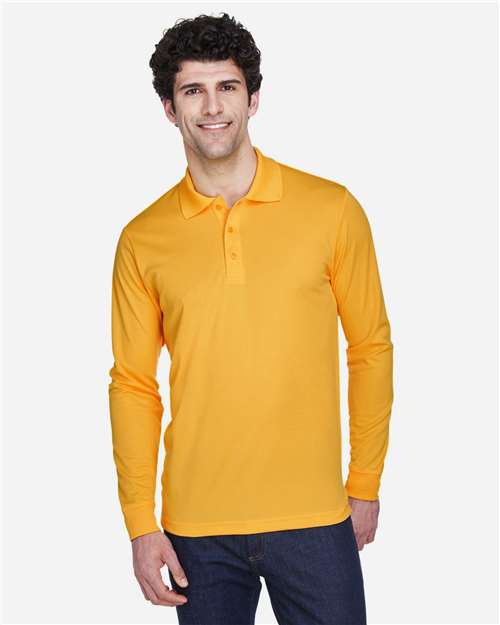 CORE365 Men's Pinnacle Performance Long Sleeve Piqué Polo | Campus Gold - Front
