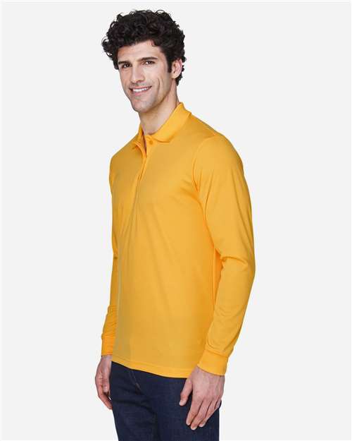 CORE365 Men's Pinnacle Performance Long Sleeve Piqué Polo | Campus Gold - Side