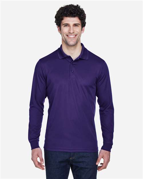 CORE365 Men's Pinnacle Performance Long Sleeve Piqué Polo | Campus Purple - Front