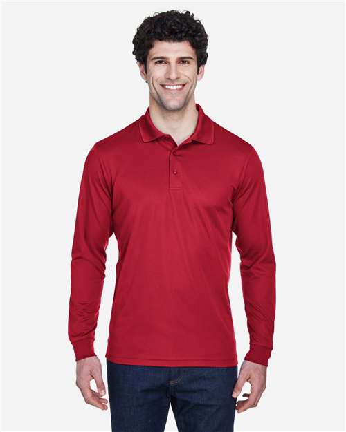 CORE365 Men's Pinnacle Performance Long Sleeve Piqué Polo | Classic Red - Front