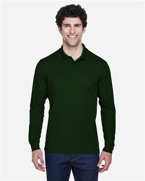 CORE365 Men's Pinnacle Performance Long Sleeve Piqué Polo | Forest - Front