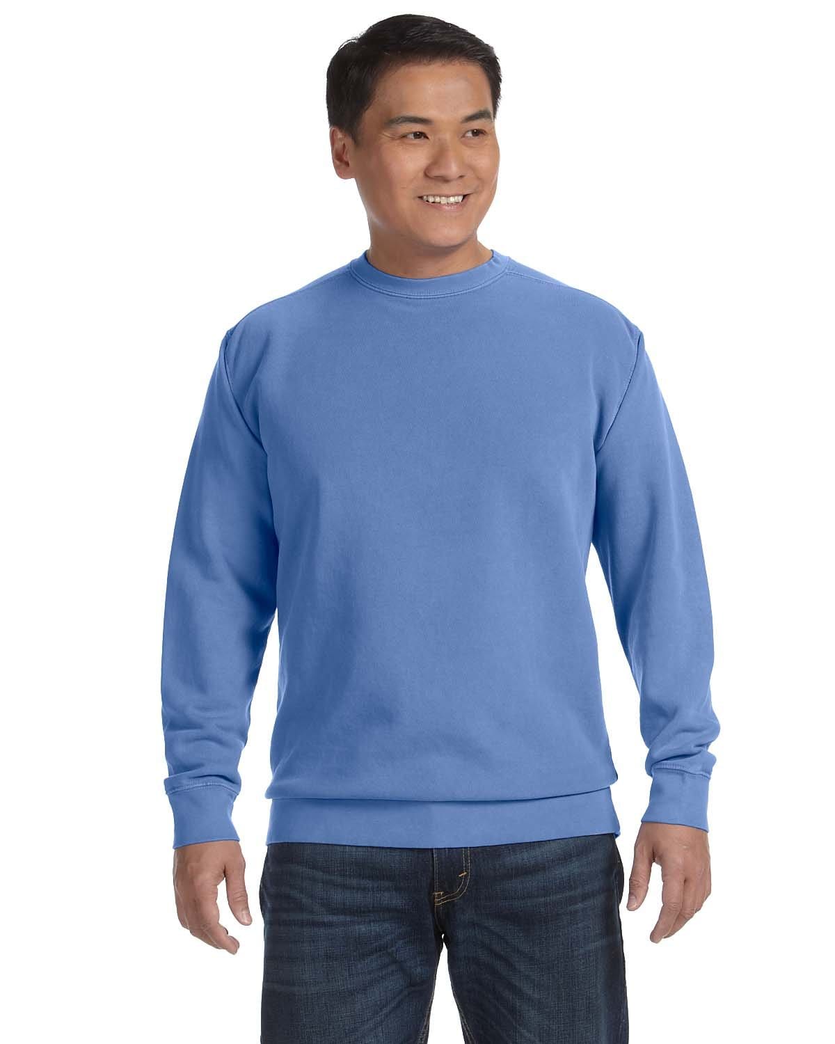 Comfort Colors Garment-Dyed Crewneck Sweatshirt 1566 | Flo Blue - Front