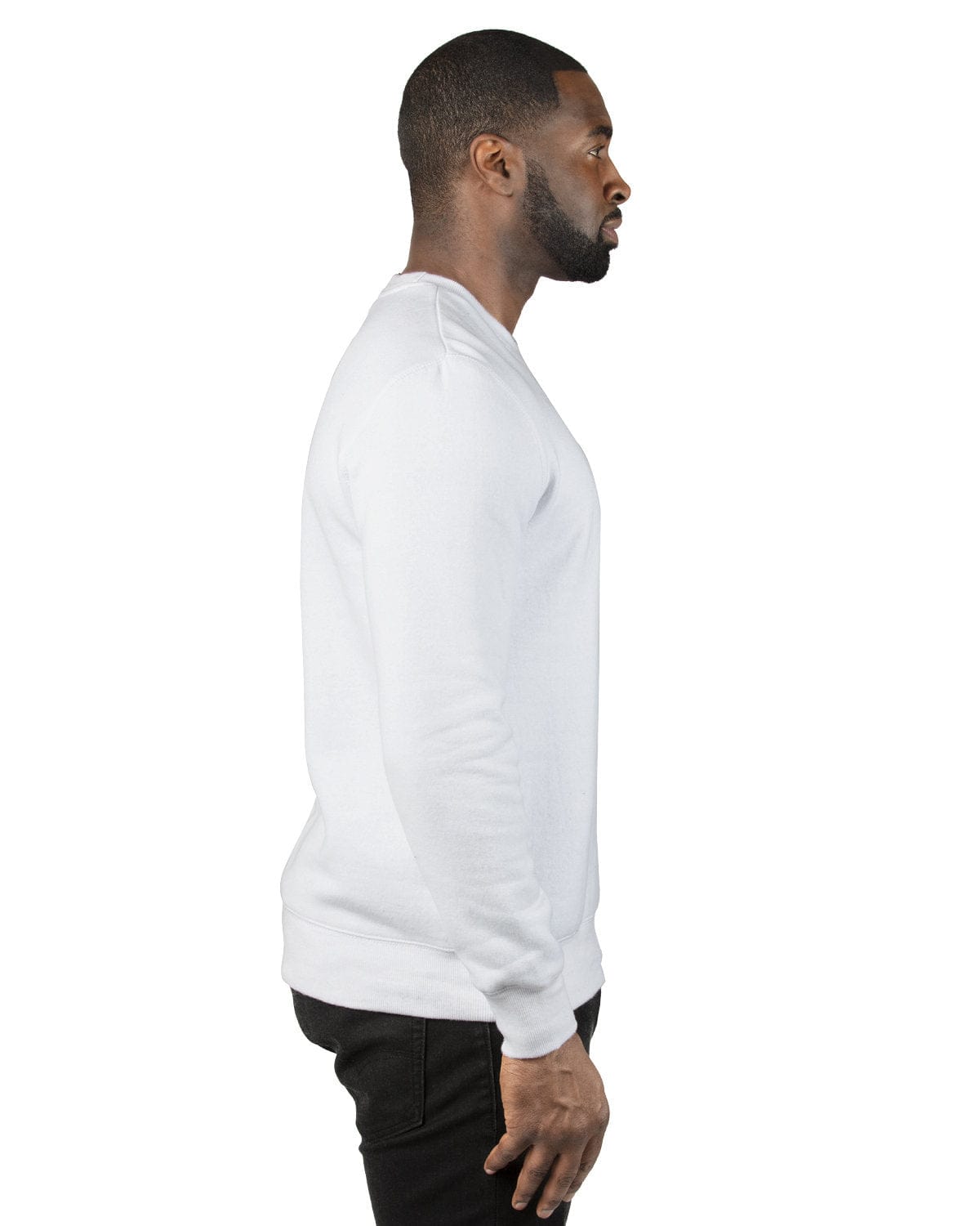 Threadfast Apparel Unisex Ultimate Crewneck Sweatshirt 320C | White - Side