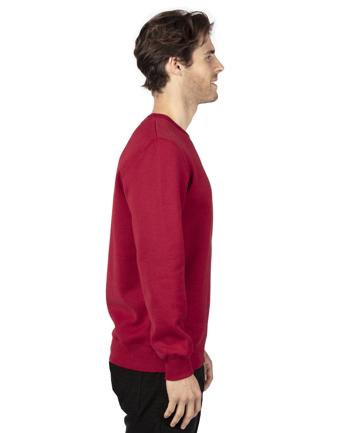 Threadfast Apparel Unisex Ultimate Crewneck Sweatshirt 320C | Burgundy - Side