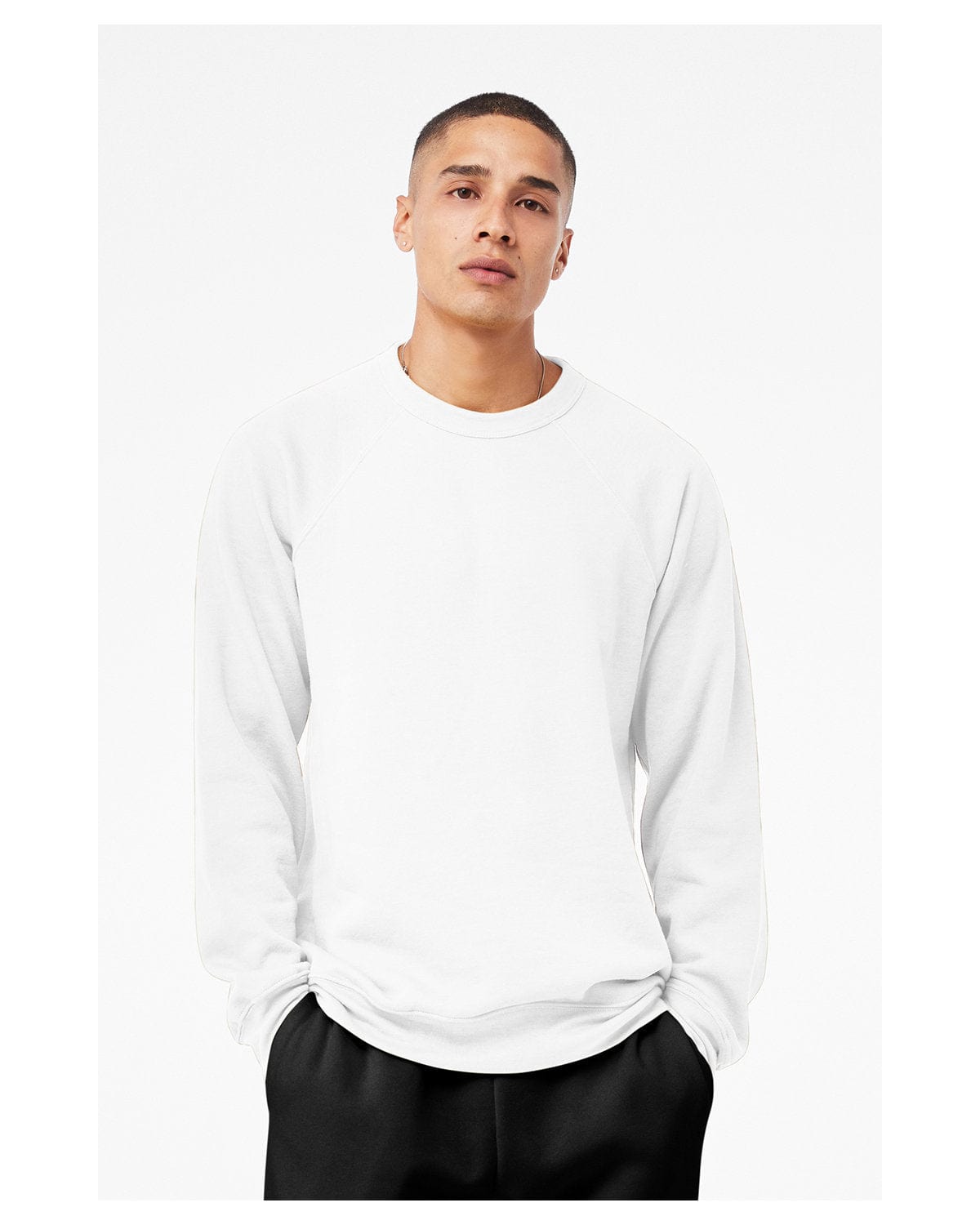 Bella+Canvas Triblend Unisex Crewneck Sweatshirt 3901 | Solid White Trblnd - Front