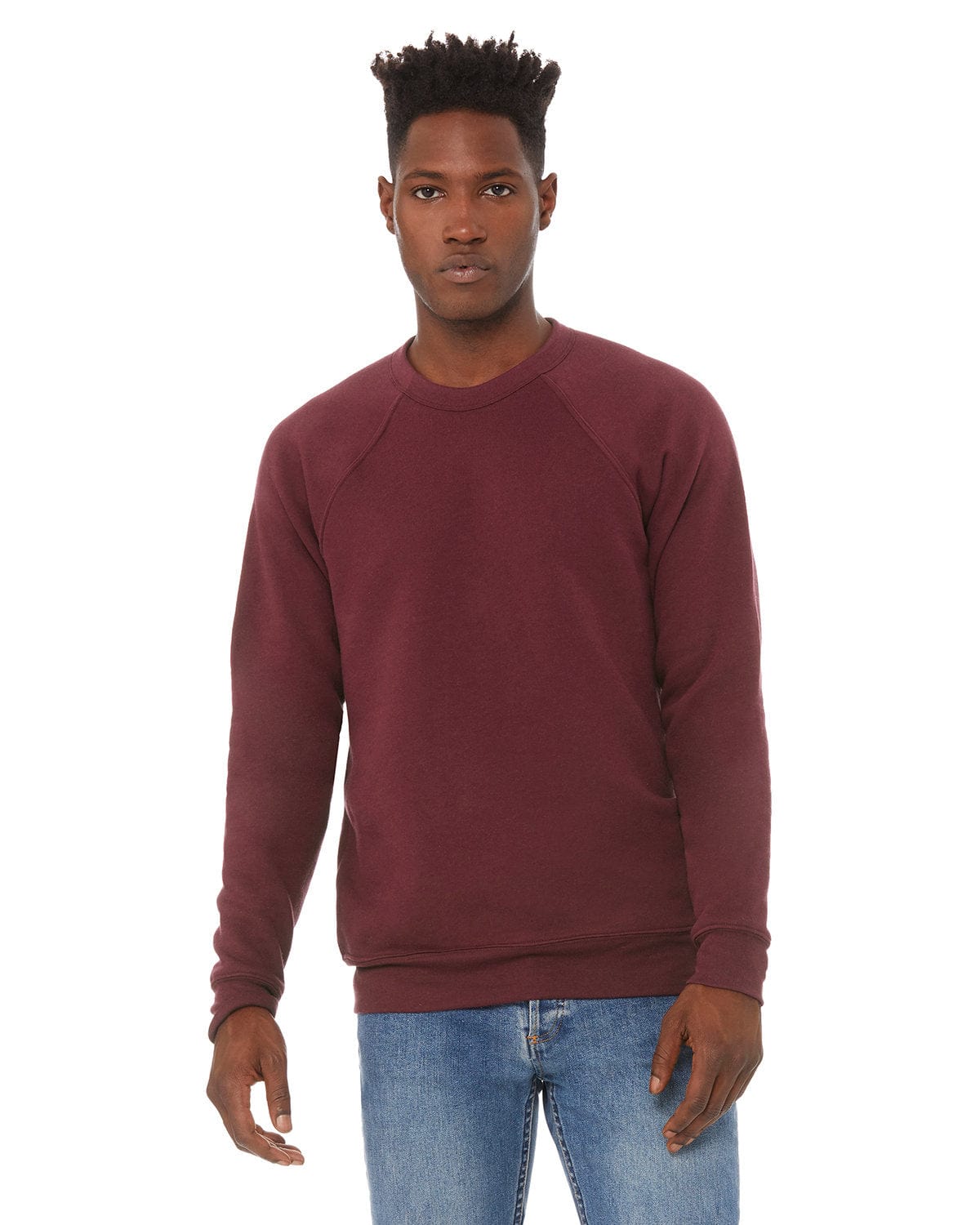Bella+Canvas Triblend Unisex Crewneck Sweatshirt 3901 | Maroon - Front