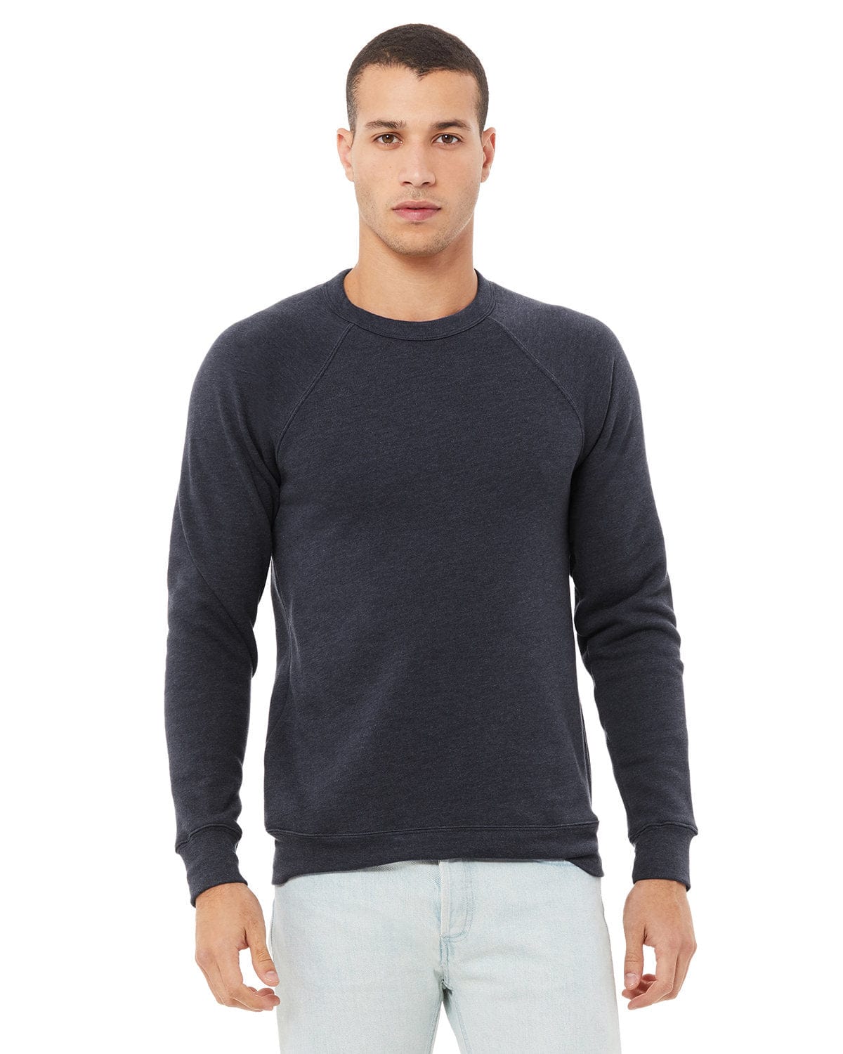 Bella+Canvas Triblend Unisex Crewneck Sweatshirt 3901 | Heather Navy - Front