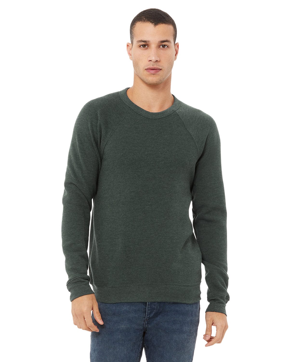 Bella+Canvas Triblend Unisex Crewneck Sweatshirt 3901 | Heather Forest - Front