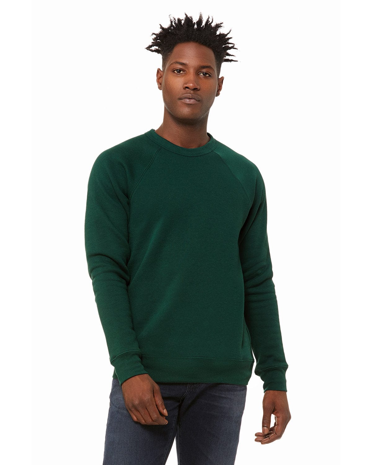 Bella+Canvas Triblend Unisex Crewneck Sweatshirt 3901 | Forest - Front