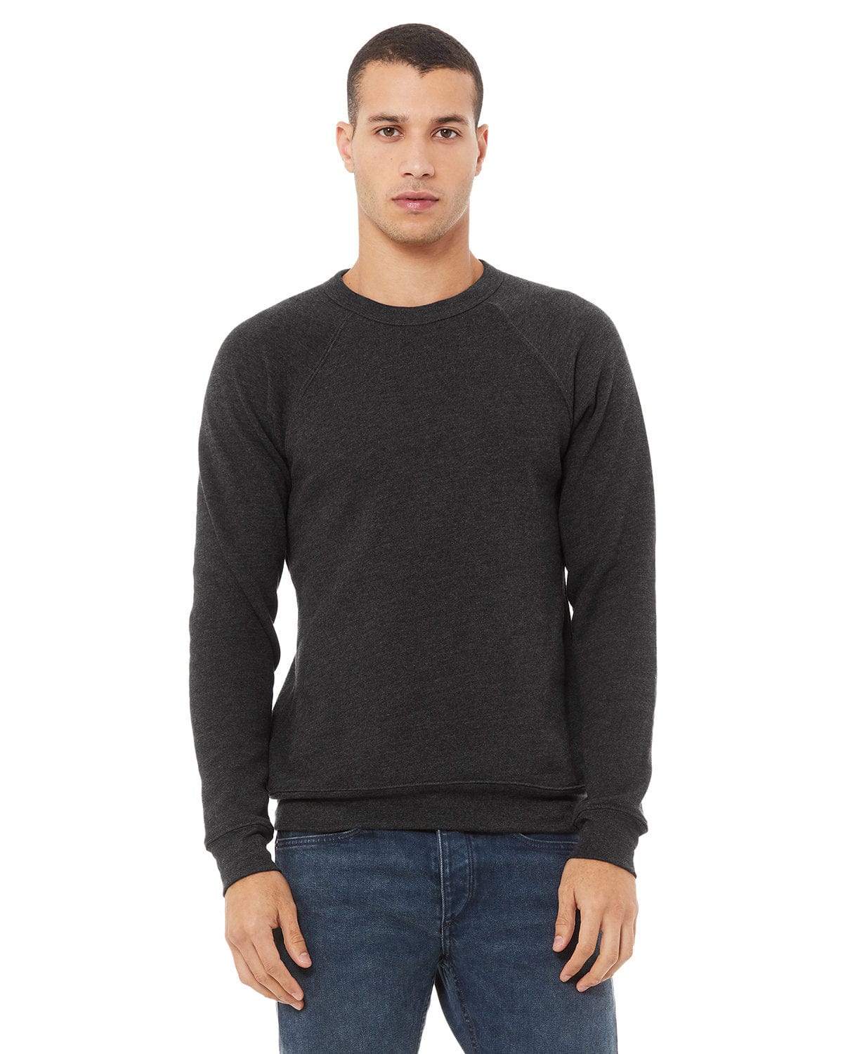 Bella+Canvas Triblend Unisex Crewneck Sweatshirt 3901 | Dark Grey Hthr - Front