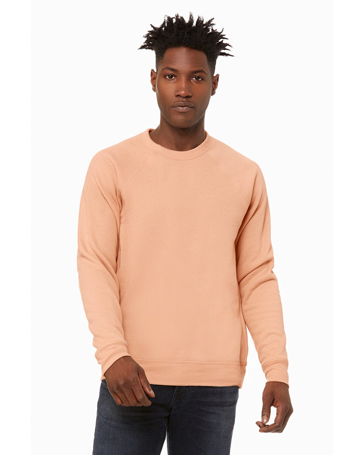 Bella+Canvas Triblend Unisex Crewneck Sweatshirt 3901 | Peach - Front