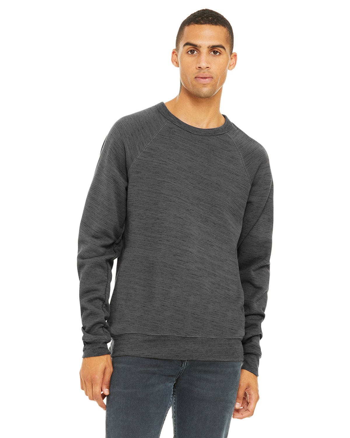 Bella+Canvas Triblend Unisex Crewneck Sweatshirt 3901 | Dk Gry Mrble Flc - Front