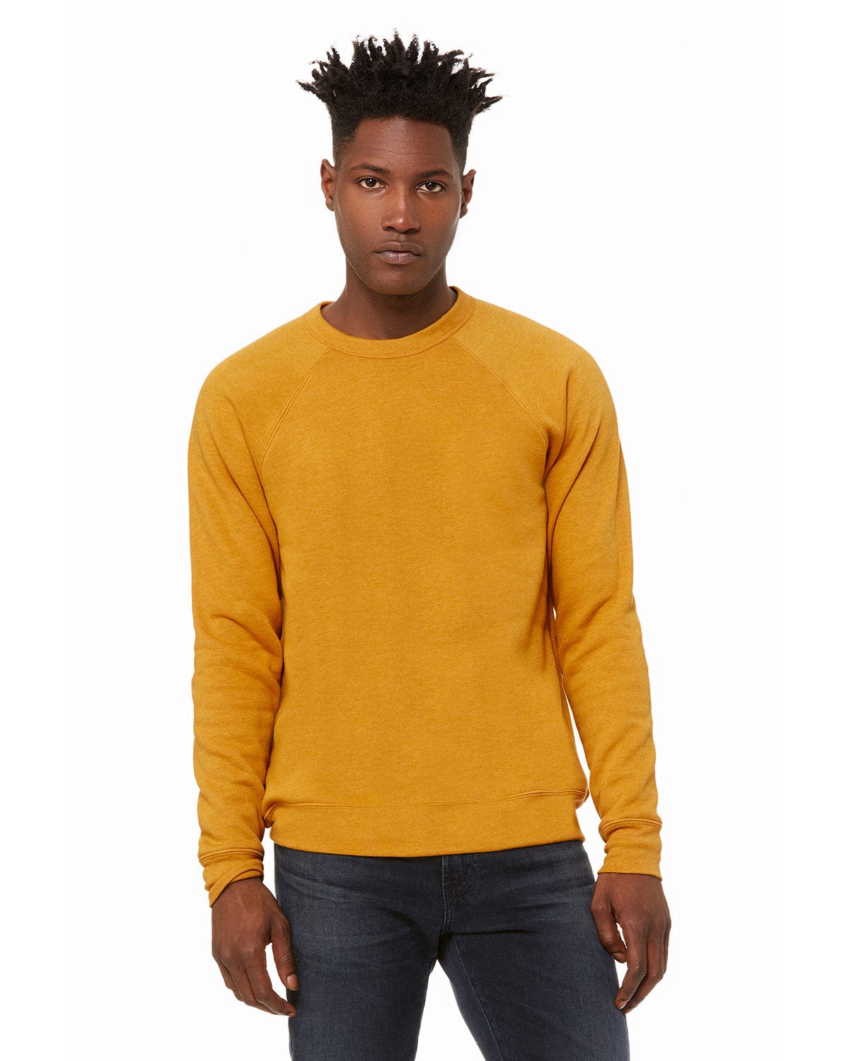 Bella+Canvas Triblend Unisex Crewneck Sweatshirt 3901 | Heather Mustard - Front