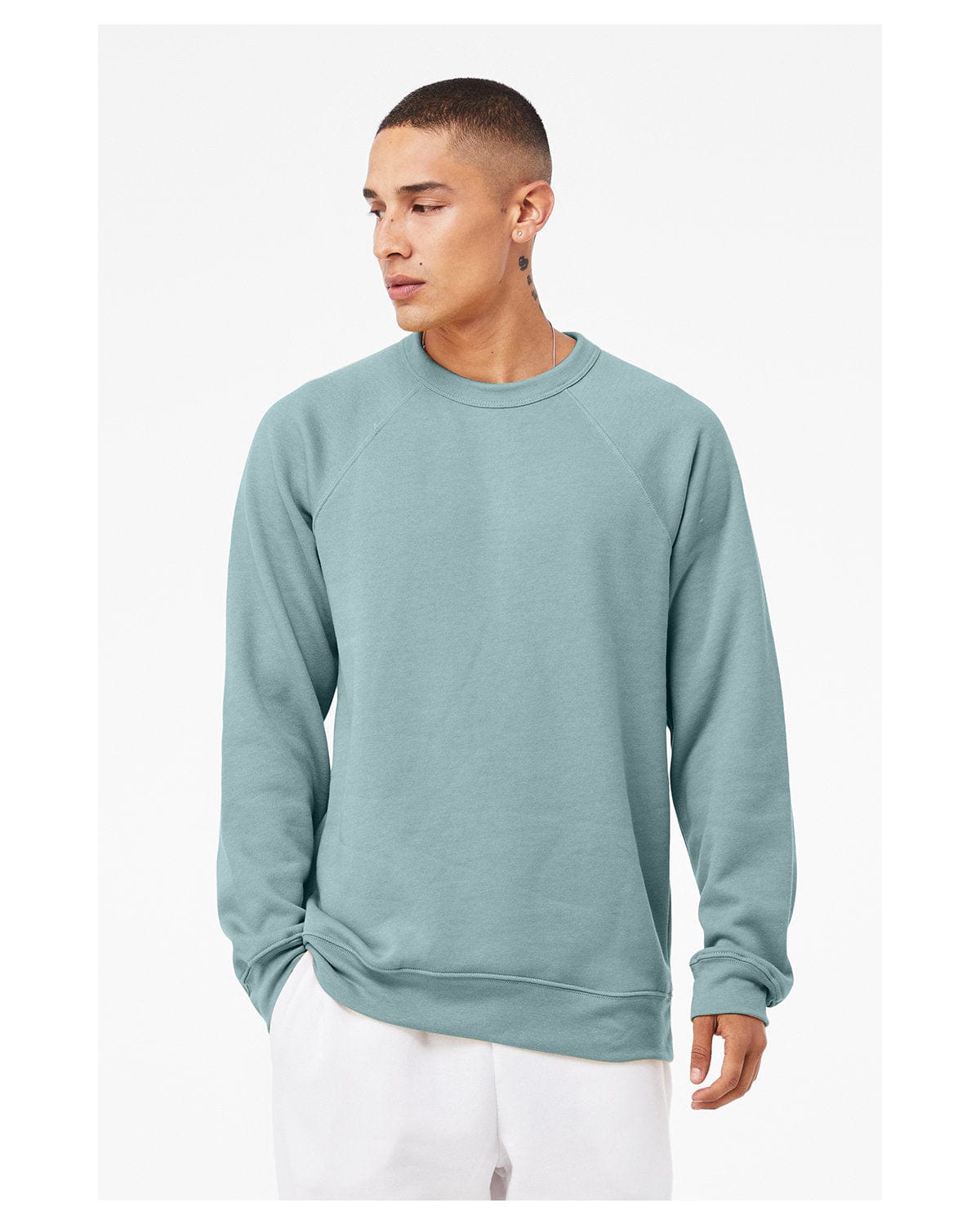 Bella+Canvas Triblend Unisex Crewneck Sweatshirt 3901 | Hthr Blue Lagoon - Front