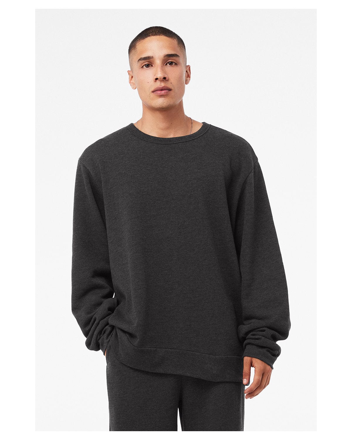 Bella+Canvas Unisex Classic Crewneck Sweatshirt 3911 | Dark Grey Heathr - Front