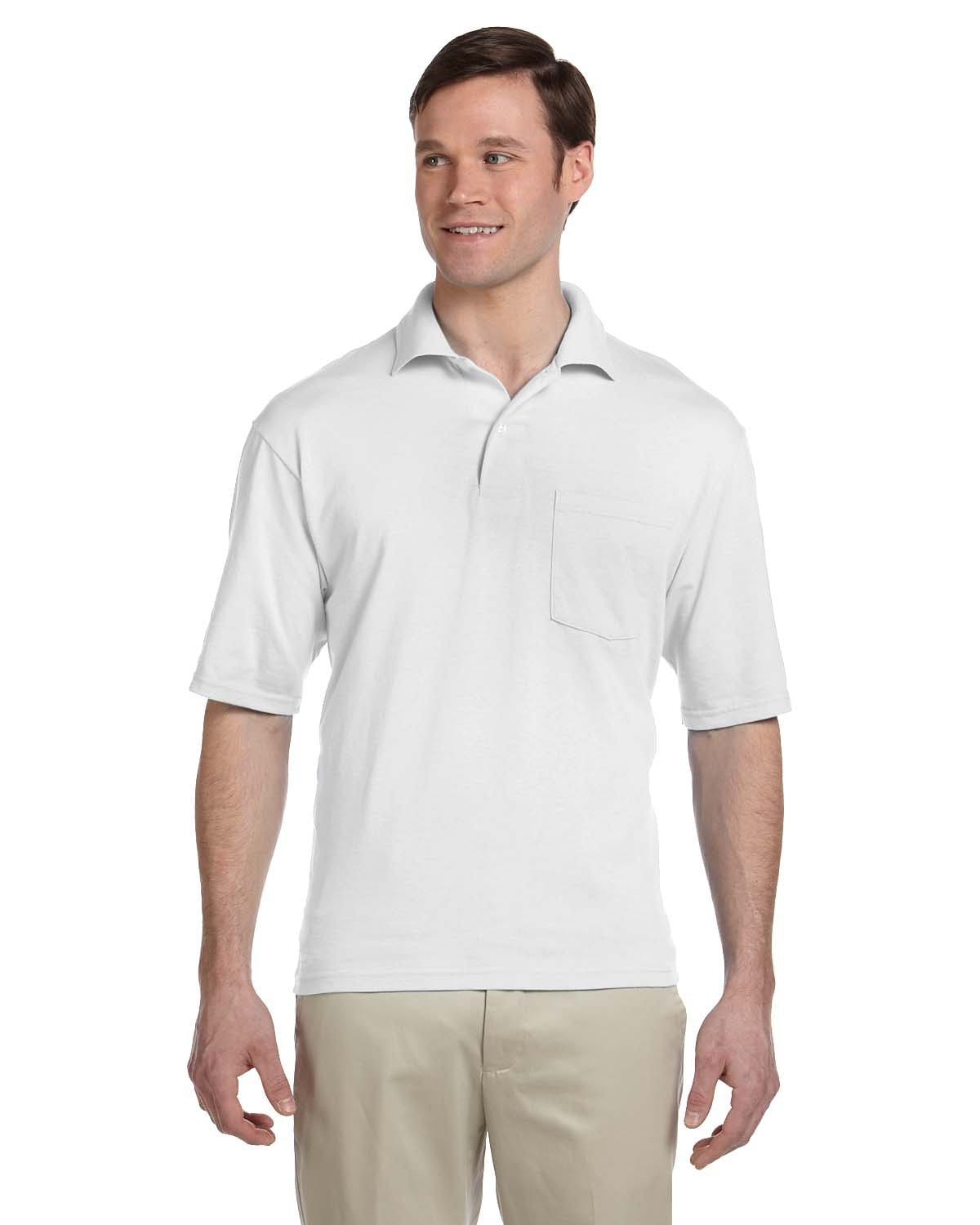 Jerzees 50/50 Jersey Knit Polo W/Pocket 436P | White - Front