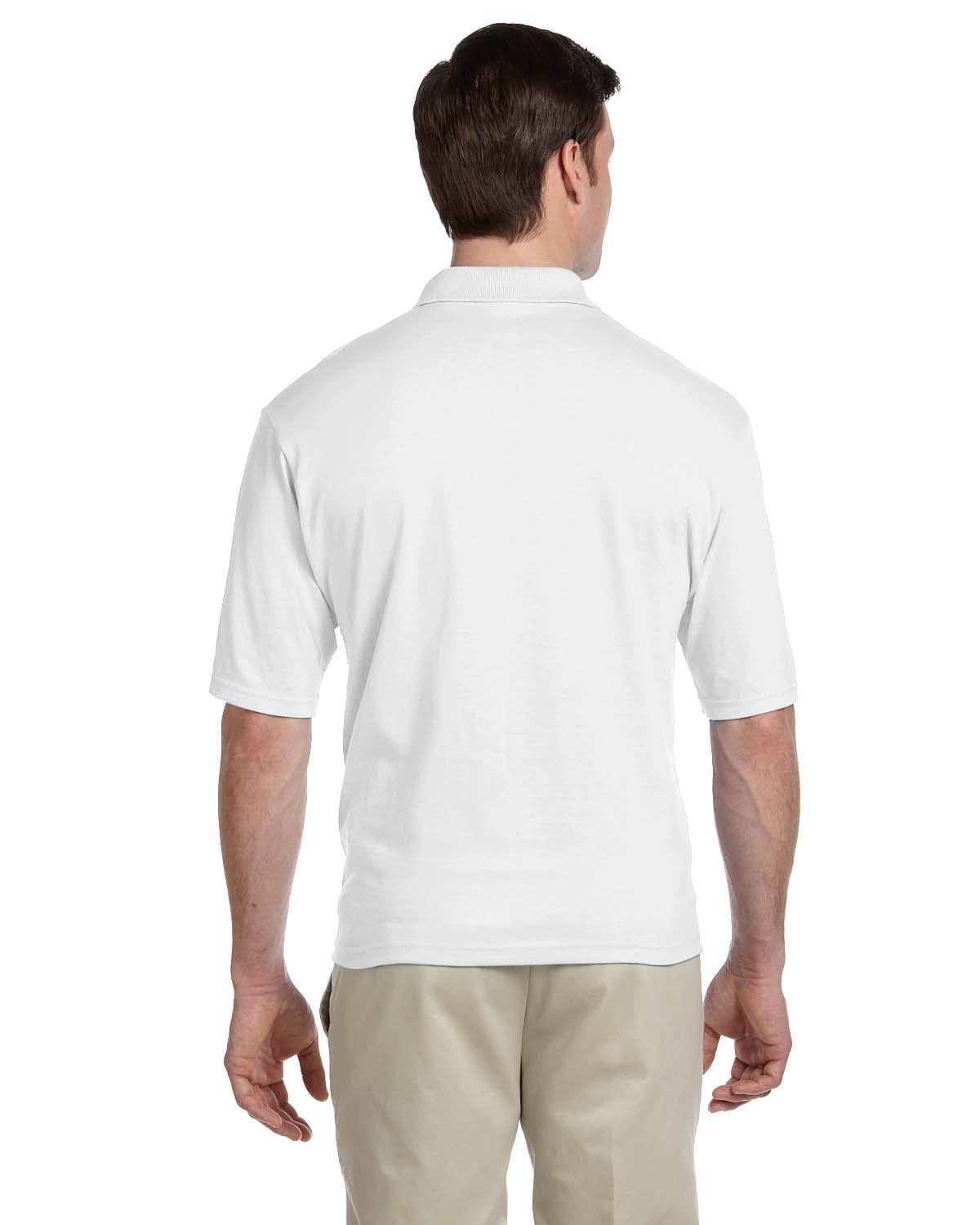 Jerzees 50/50 Jersey Knit Polo W/Pocket 436P | White - Back