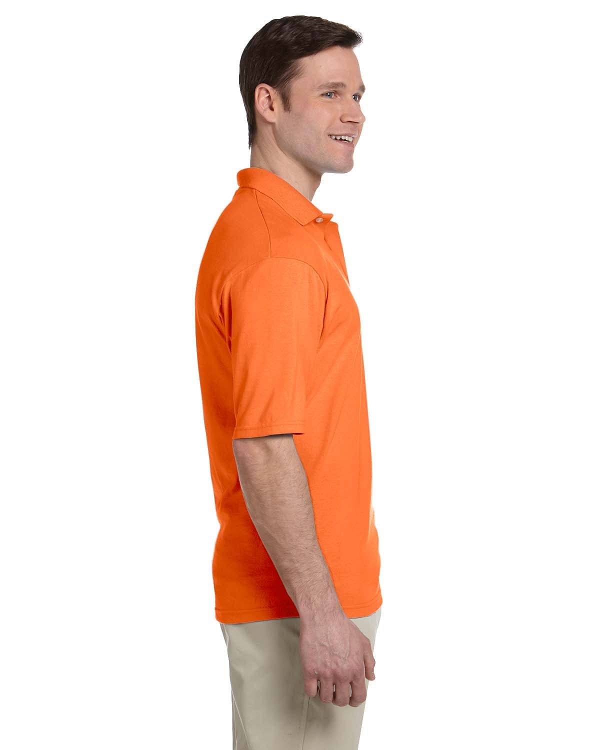 Jerzees 50/50 Jersey Knit Polo W/Pocket 436P | Safety Orange - Side