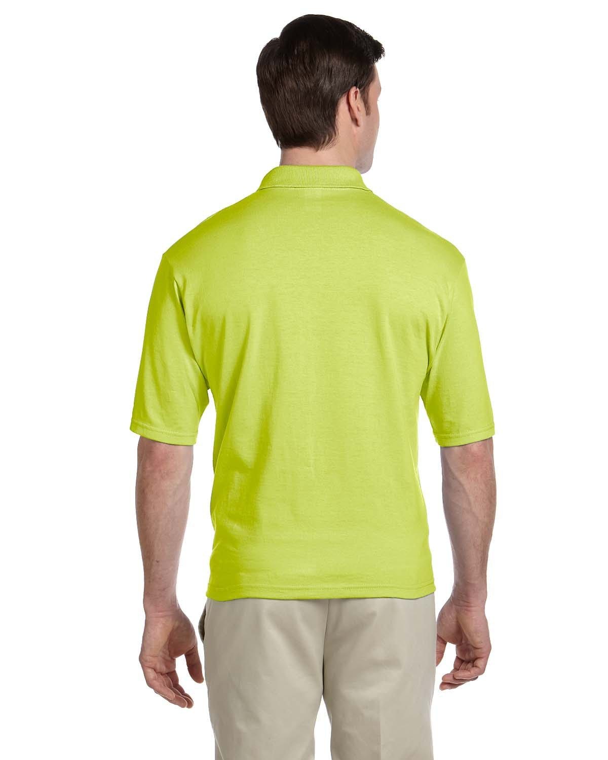 Jerzees 50/50 Jersey Knit Polo W/Pocket 436P | Safety Green - Back