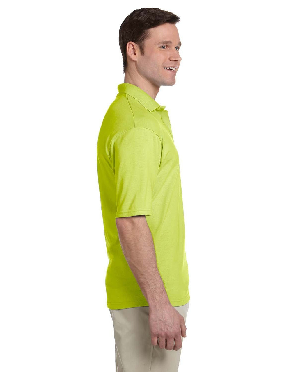 Jerzees 50/50 Jersey Knit Polo W/Pocket 436P | Safety Green - Side