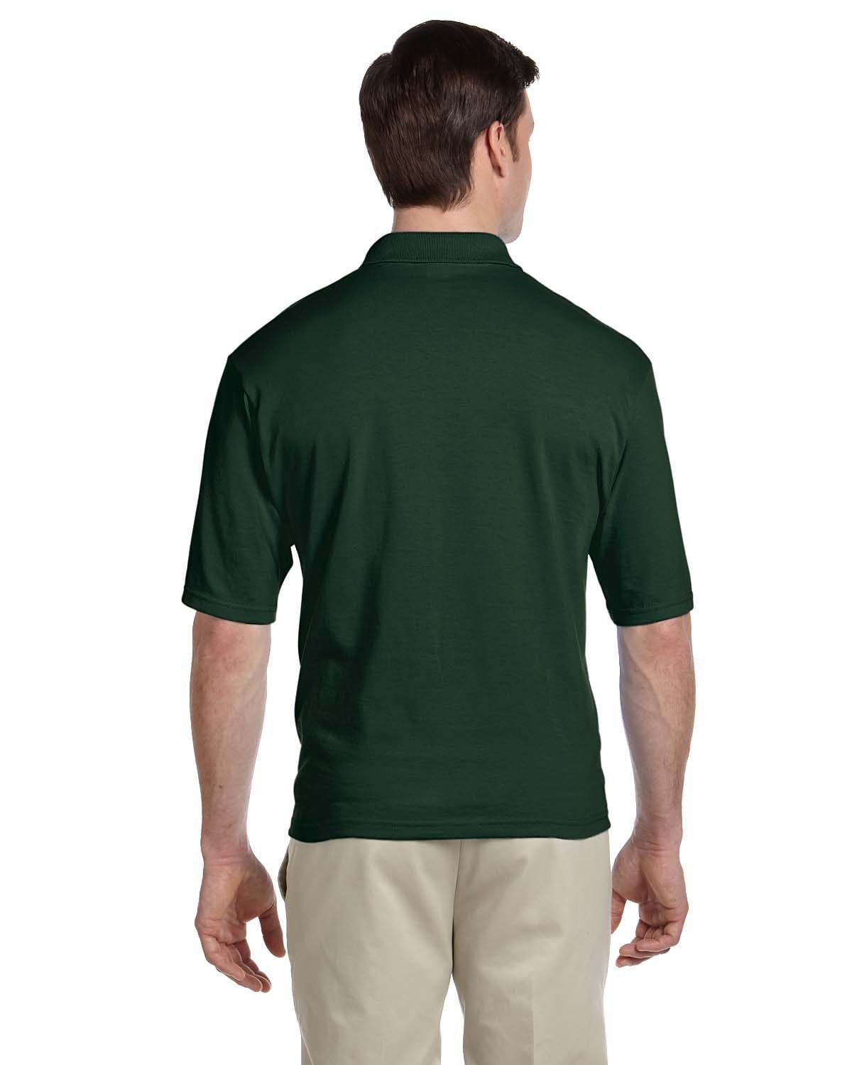 Jerzees 50/50 Jersey Knit Polo W/Pocket 436P | Forest Green - Back