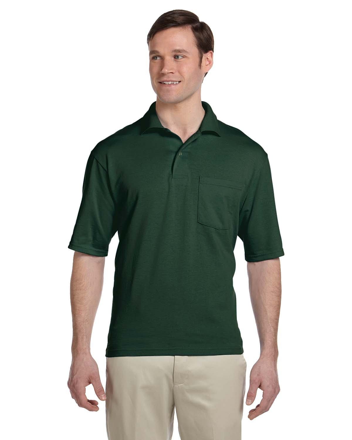 Jerzees 50/50 Jersey Knit Polo W/Pocket 436P | Forest Green - Front