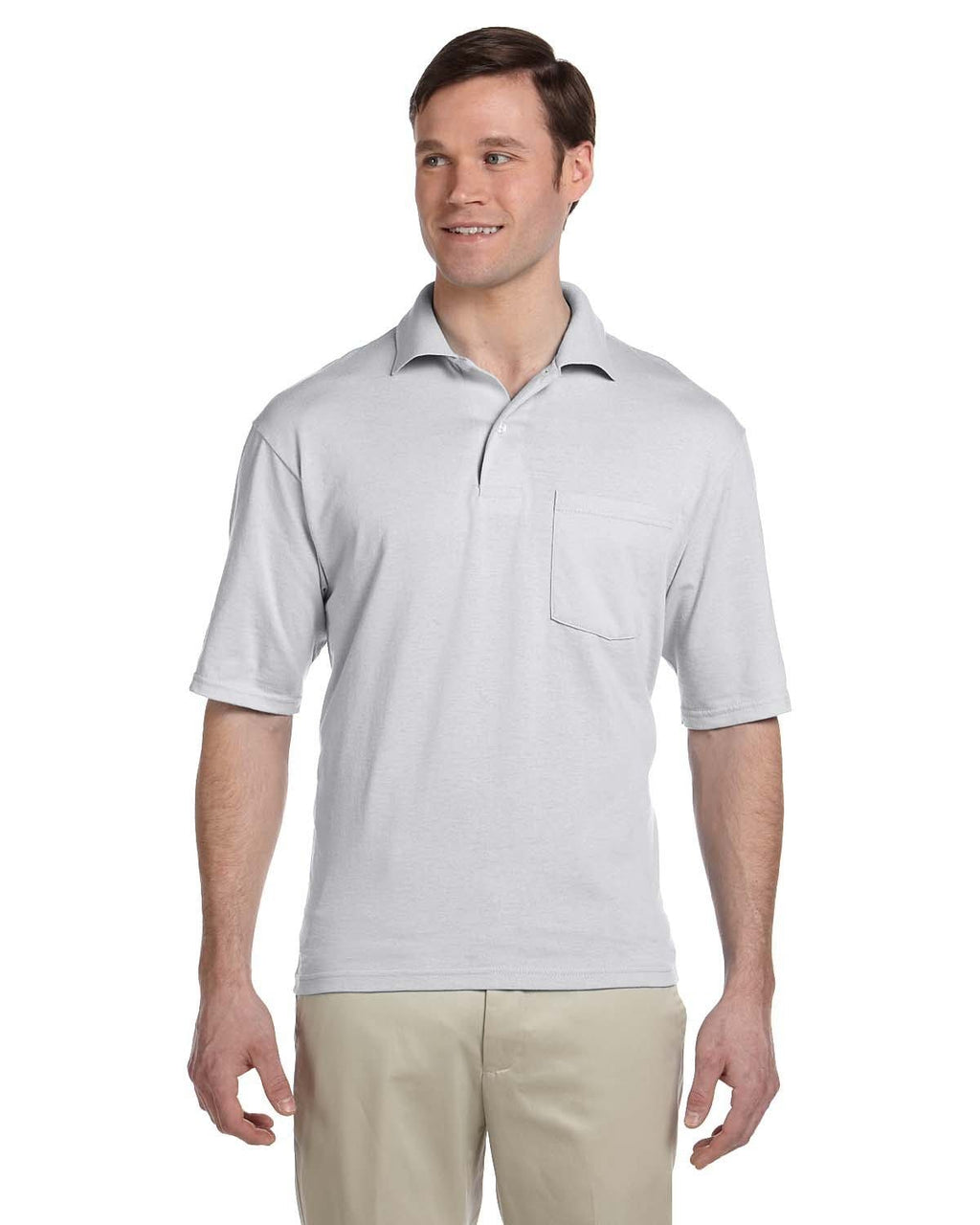 Jerzees 50/50 Jersey Knit Polo W/Pocket 436P | Ash - Front