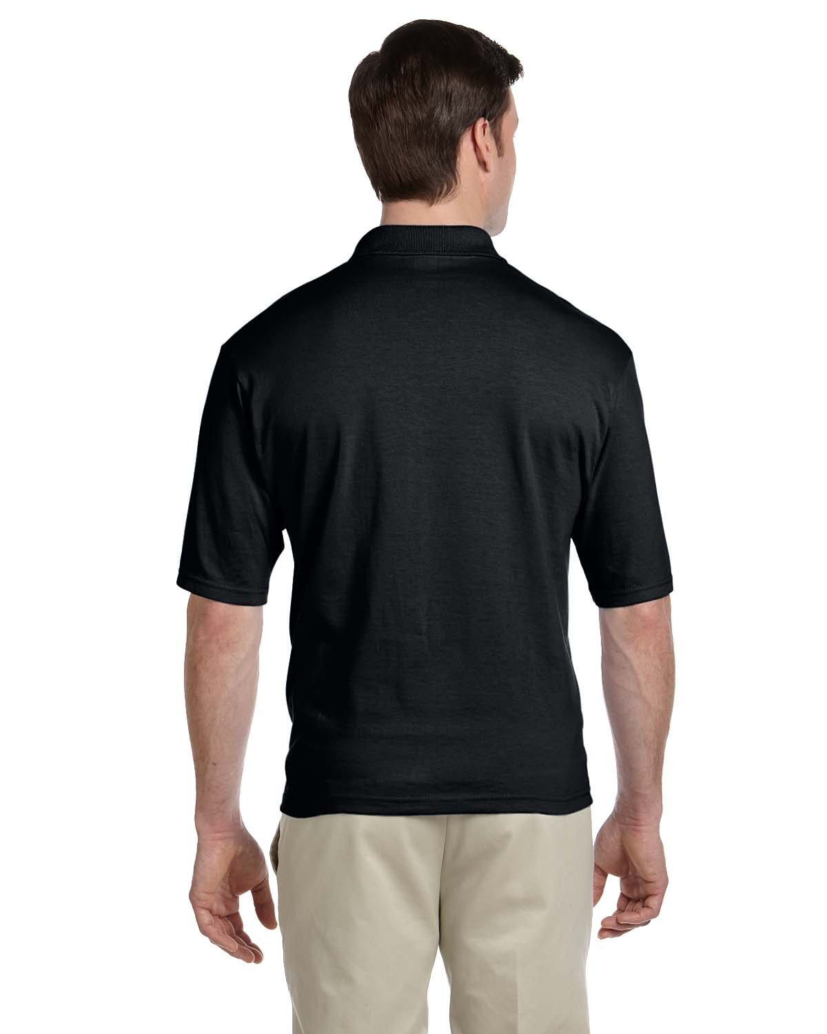 Jerzees 50/50 Jersey Knit Polo W/Pocket 436P | Black - Back