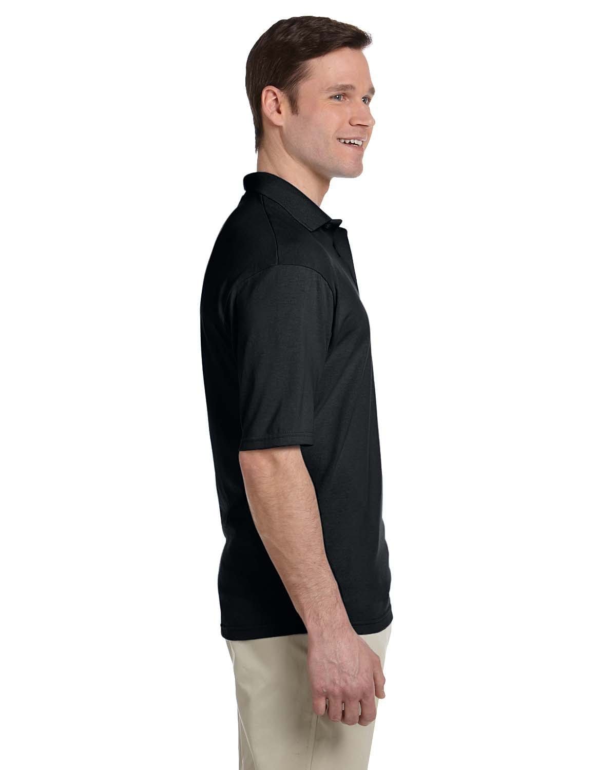 Jerzees 50/50 Jersey Knit Polo W/Pocket 436P | Black - Side