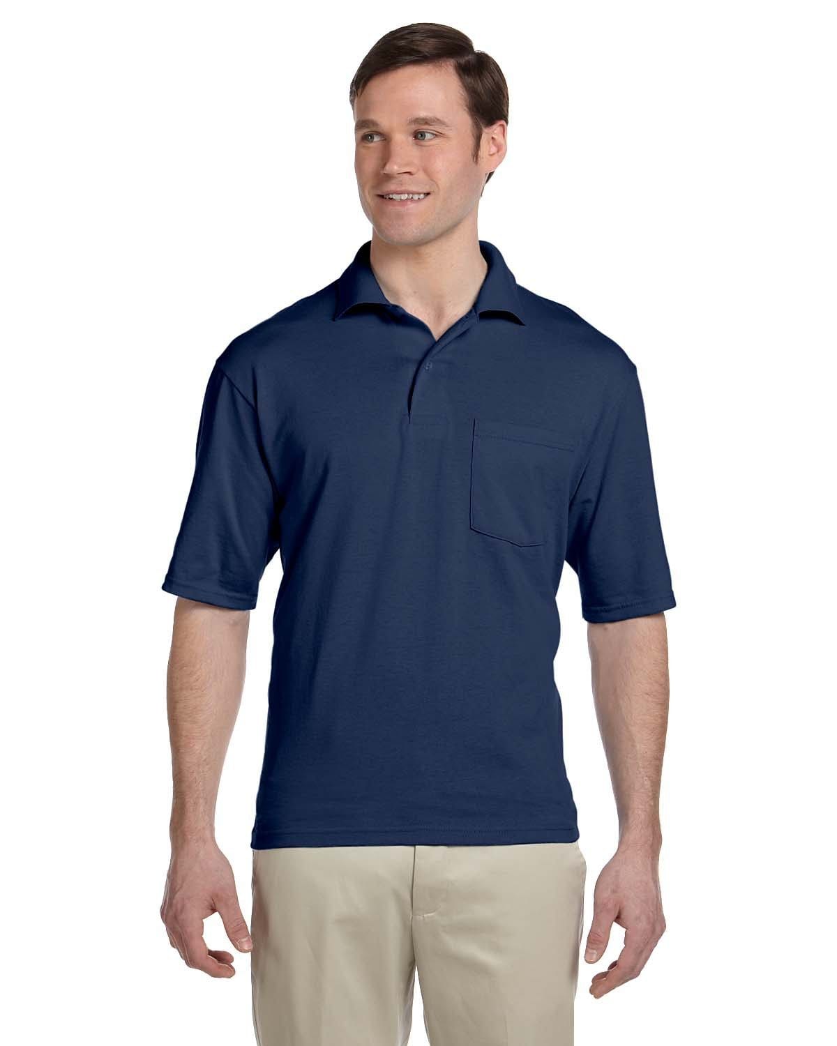 Jerzees 50/50 Jersey Knit Polo W/Pocket 436P | J Navy - Front